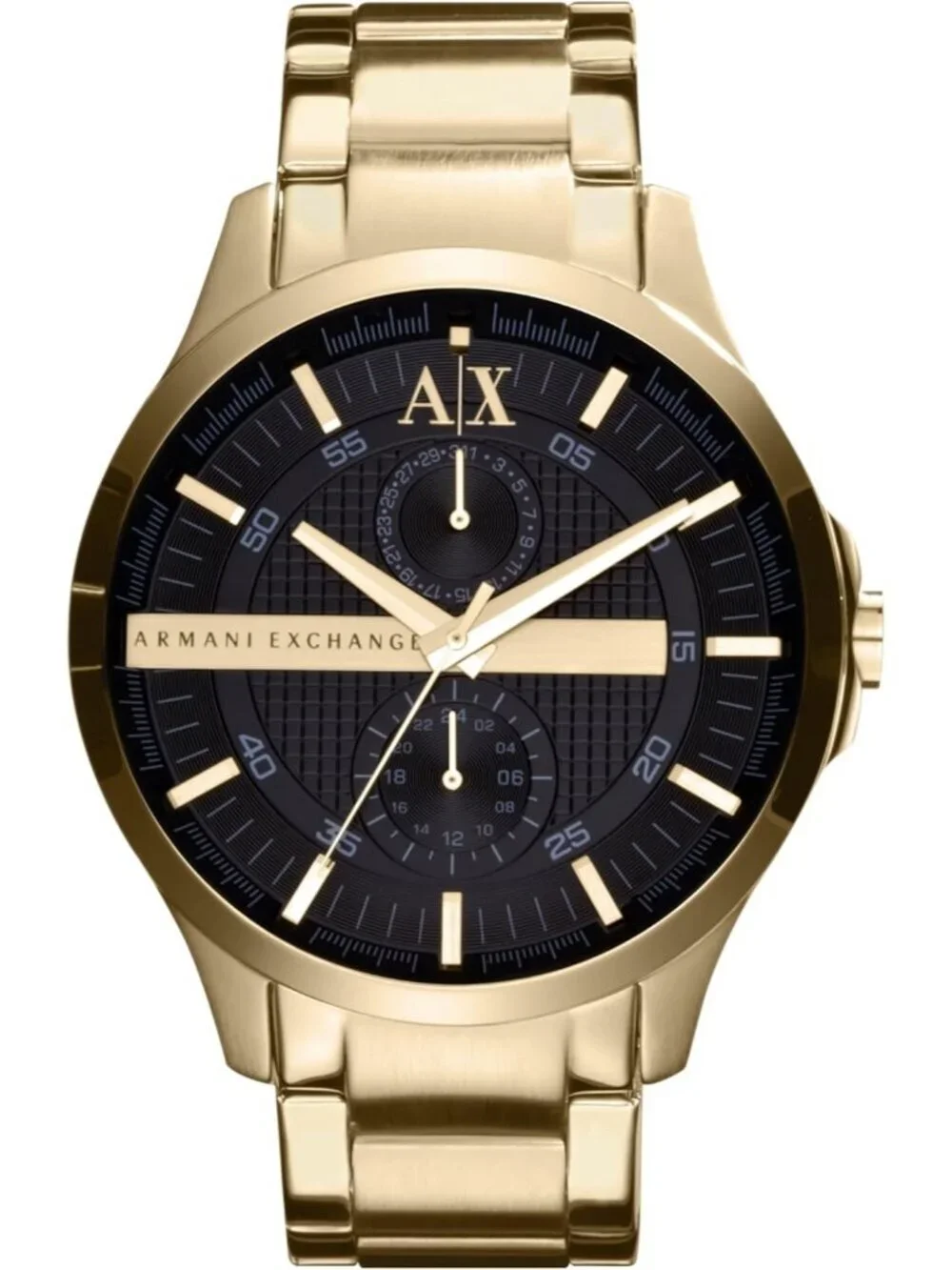 Men's Gold/Black A|X Armani Exchange Stainless Steel Bracelet Dress Wristwatch